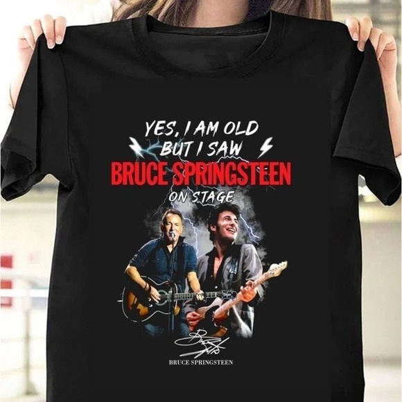 T-shirt bruce springsteen in bianco e nero